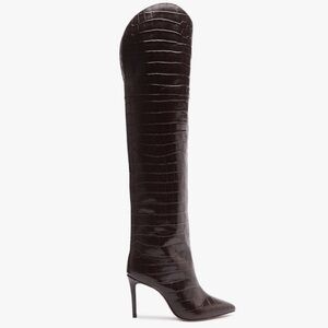 MARYANA OVER THE KNEE LEATHER BOOT- DARK CHOCOLATE- WOMENS 9